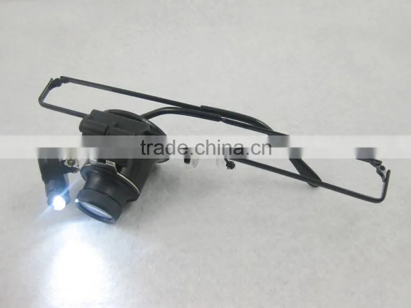 High quality Optical lens 2 LED Glasses Magnifier wholesale for repairing ,working,reading