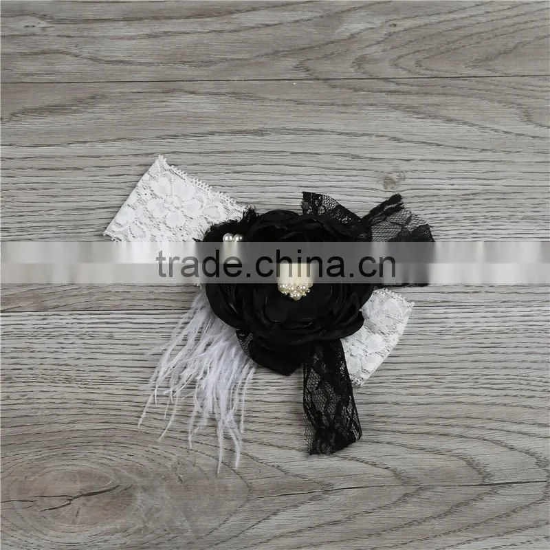 2016 christmas pearl flower bands girls hair accessories
