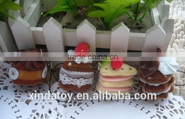 Mini fruit cake food keychain plush toy