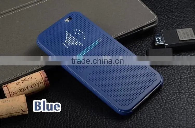 Smart Flip Dot View Cover Case For HTC One M8 Auto Sleep Wake function Phone Case With Stylish Matrix Design