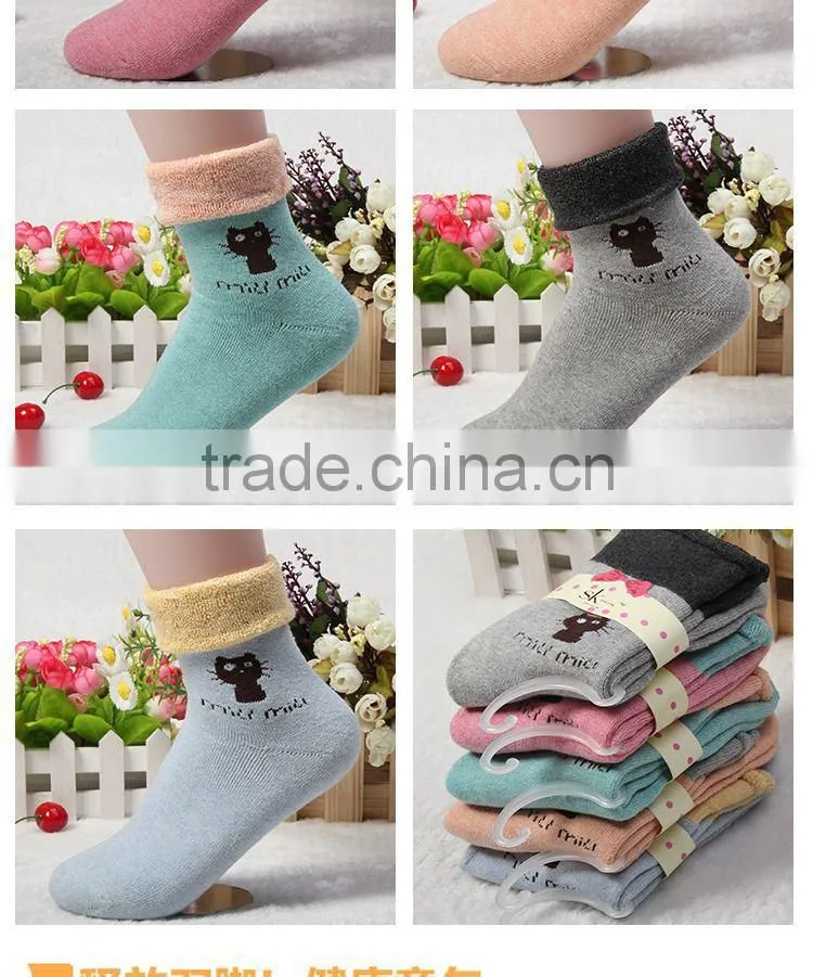 2015 new winter Korean cute kitten nap socks thick cotton socks microfiber cozy socks factory direct offer