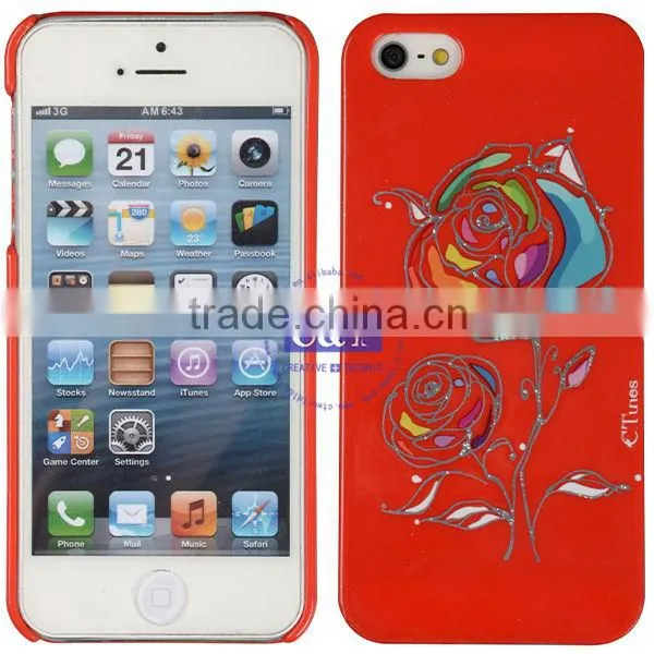 C&T Luxury Silver Foil Flower Rose Glitter Hard Case Cover for iPhone 5/5S