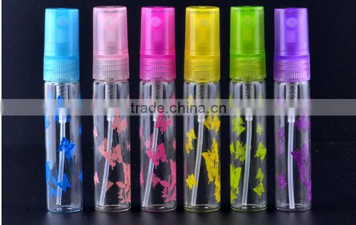 The butterfly frosting 5 ml cosmetic packaging bottle perfume bottles Portable perfume spray bottle glass drawn tube bottles