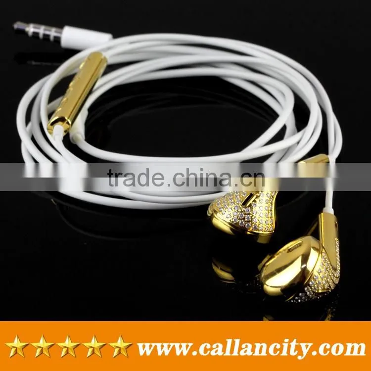 Aluminum materail 24ct gold diamond custom wired headphones