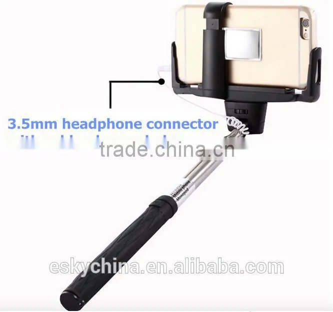 2016 BEST SELLING in China happy travel tourism D09Plus Cable Take Pole Extensible Selfie Stick Handheld Monopod With Mirror