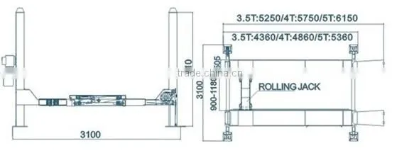 JUNHV JH-4P5000J four post car lift with CE certificate motor repair equipment