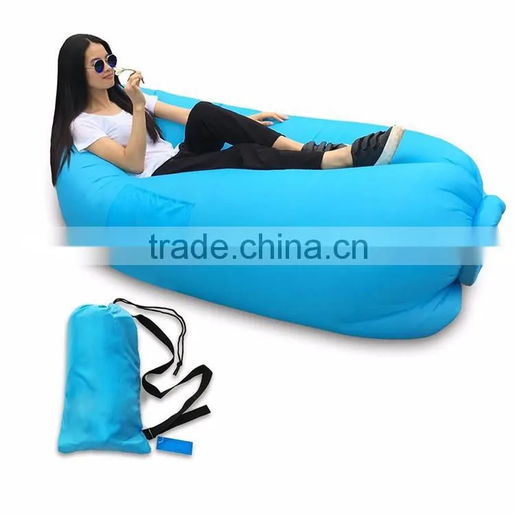 Outdoor Nylon Fabric Inflatable Beach Lounger Convenient Compression Hangout Bean Inflatable Air Sleeping Bags