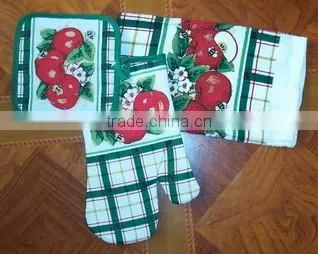 3 pcs pigment print cotton kitchen set