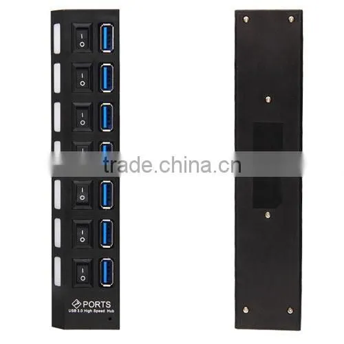 7-Port SuperSpeed USB 3.0 Hub with Individual On/Off Switches ,LED light