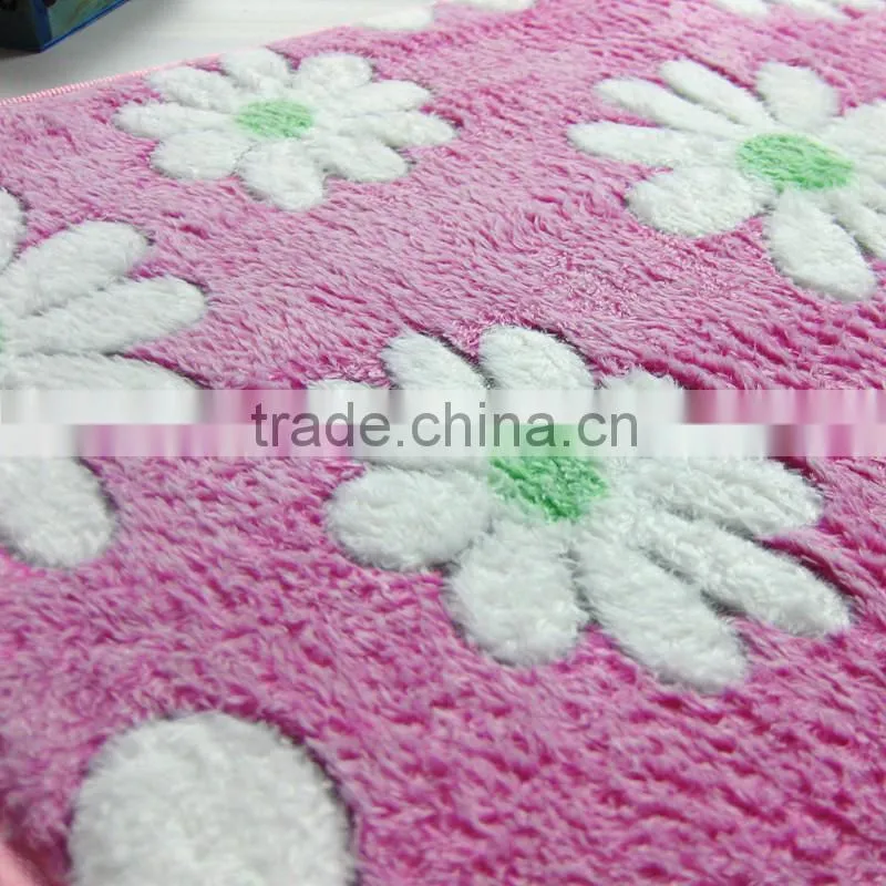 flower pattern coral velvet anti-slip rugs water absorb mat