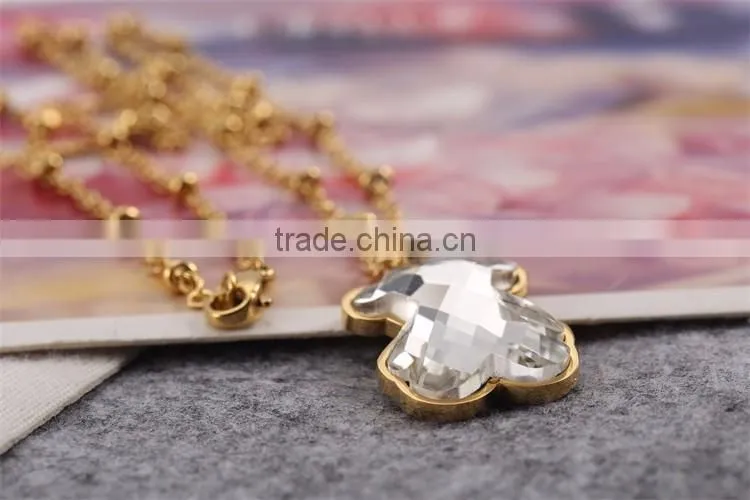 China top wholesale fashionable gold chain white big charm necklace with bear
