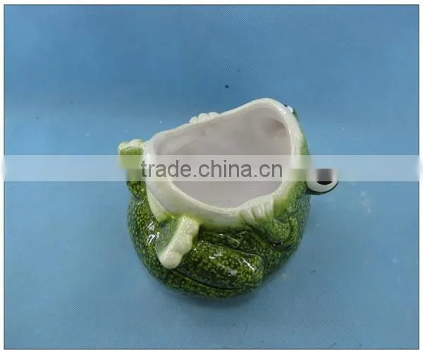 Glazed ceramic garden pot, pottery garden decoration frog flower pot