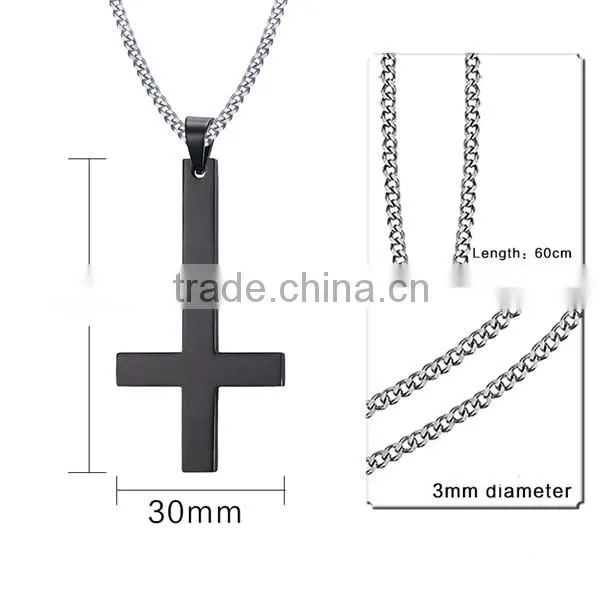 Europe Inverted Cross Stainless Steel Necklace 2016