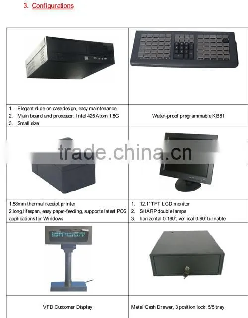 Retail pos system/Restaurant pos system NT-S350 Seperated pos system