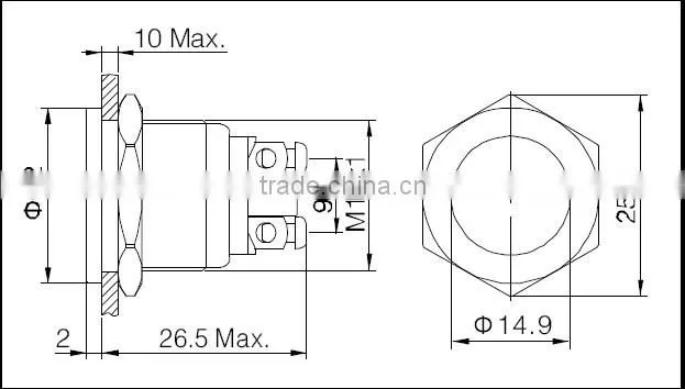 Export very high quality 19MM Domed momentary metal push button switch with CE ROHS