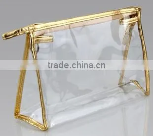 Clear transparent waterproof zippper plastic cosmetic bag