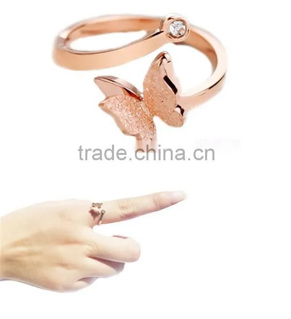 Neoglory Jewelry Fashion rose gold butterfly 316L stainless steel ring for women