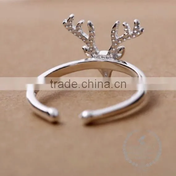 925 Sterling silver Chrismas elk solid silver adjustable ring fashion women jewelry 6260547