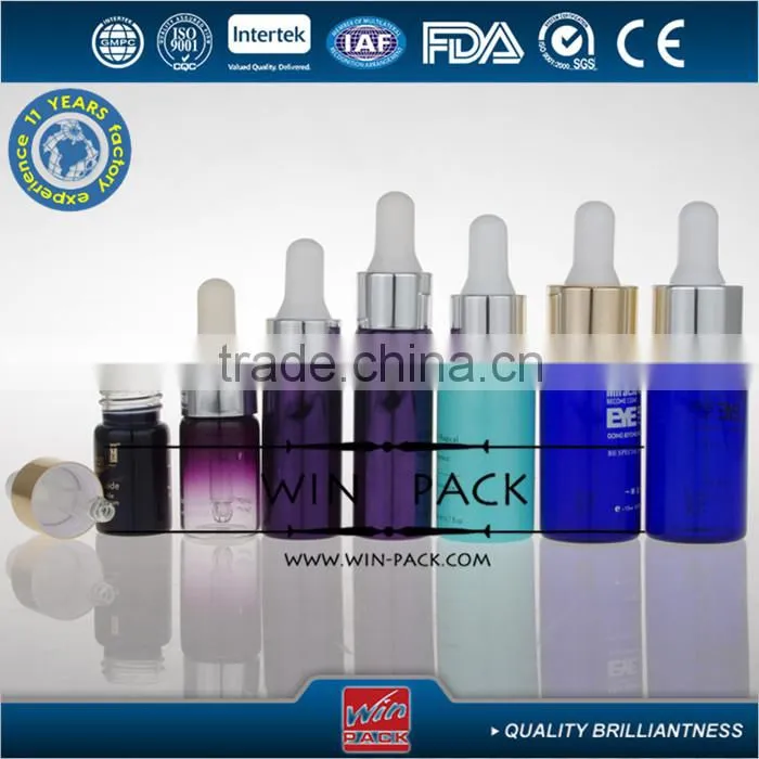 5ml 10ml 15ml gradual purple essential oil bottle with dropper and aluminum cap