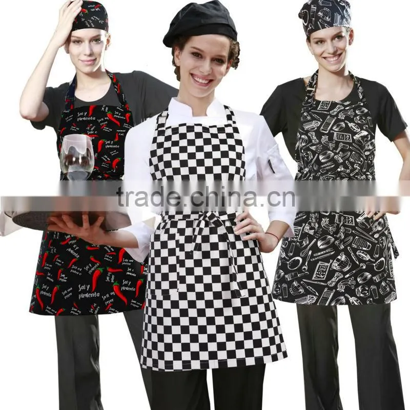 printed bib restaurant uniforms waiter and waitress aprons