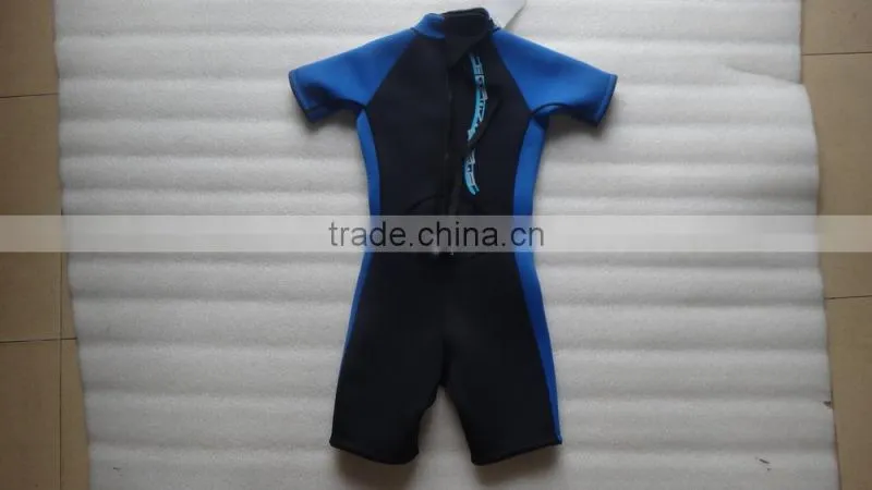 Kid's Short Sleeve Yellow and Orange Neoprene Surfing Suit