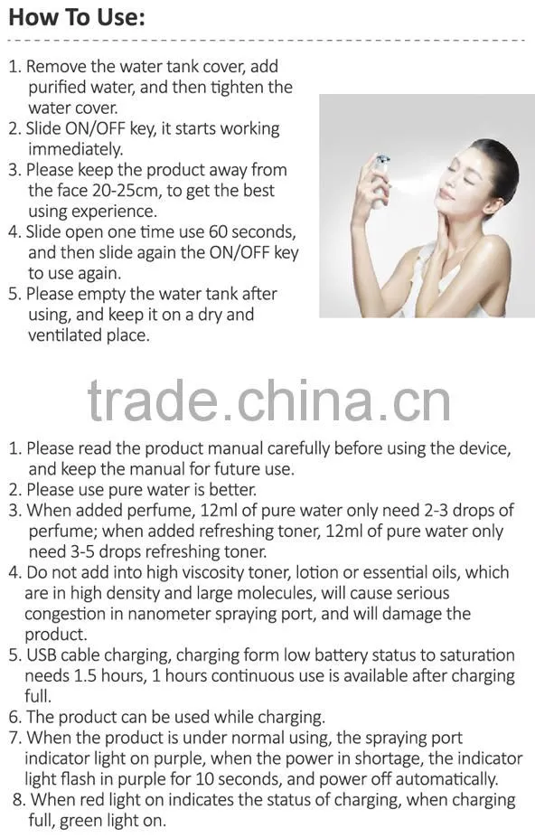 High Quality Mini Steamer Use Nano Core Technique Sonic Vibration Deeply Moisturizing For Facial Skin ST-F806