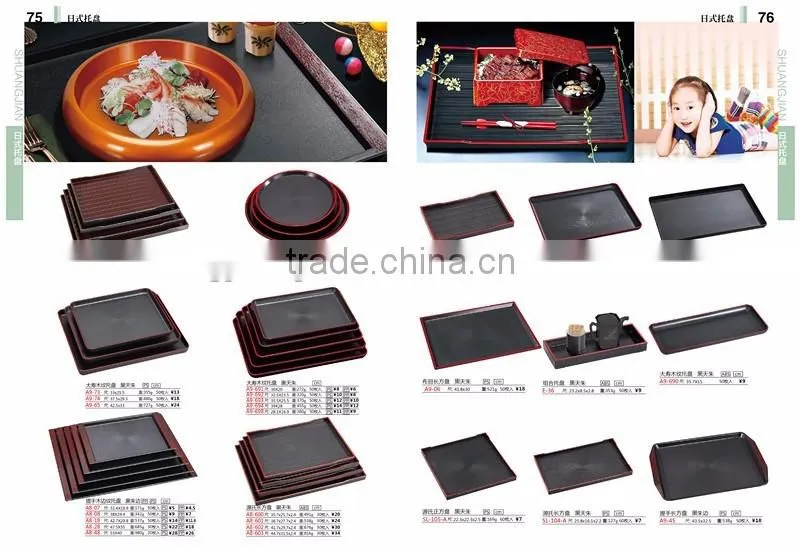 Creative plastic food serving tray with wood grain