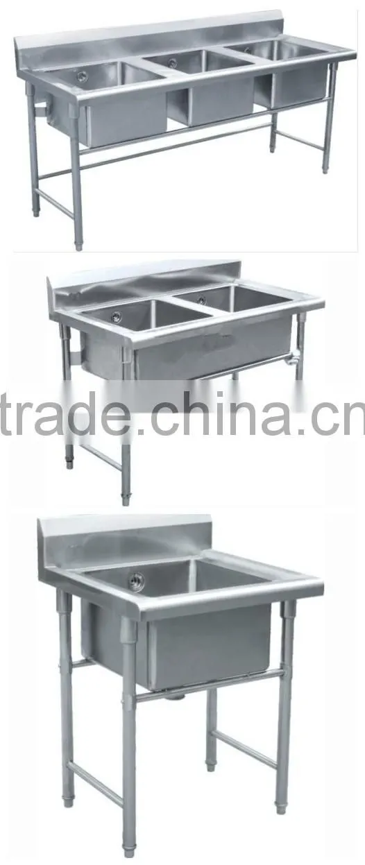 Kitchen Stainless Steel Sink Table/ Work Table With Triple Sink