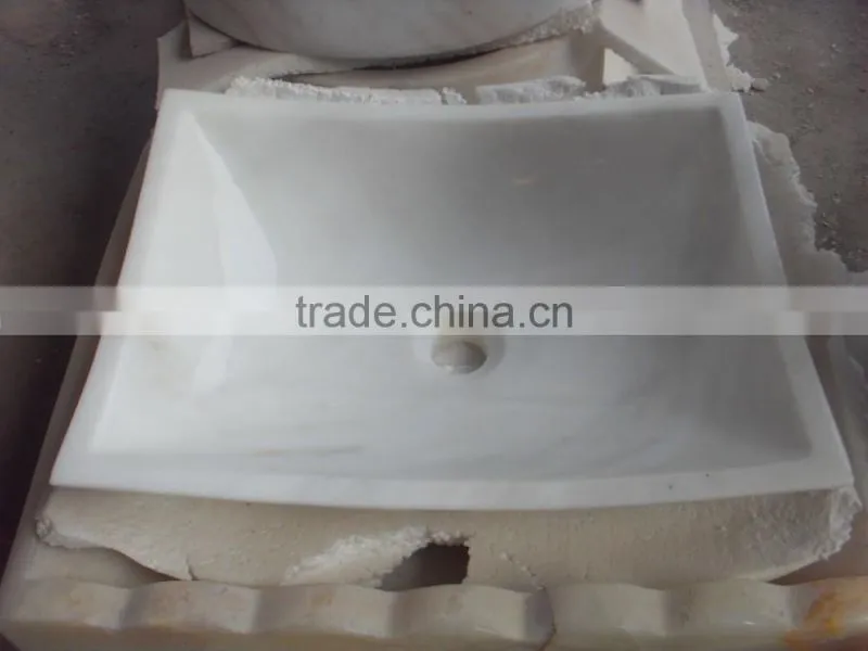 Good pricce white marble rectangular shape bathroom sink