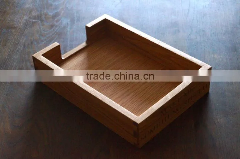 High Quality Finger Joint Wooden Napkin Box Oak Vintage Look Paper Holder with Laser Logo