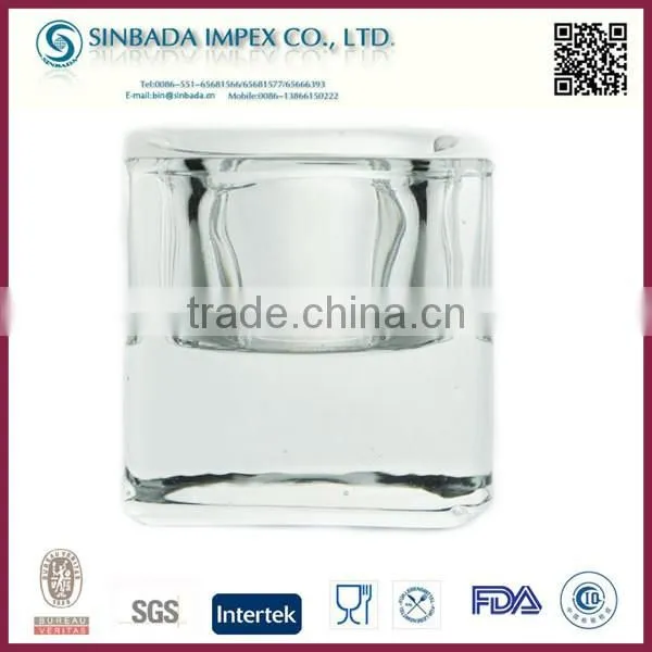 Hand made mexico crystal cut glass candle holder