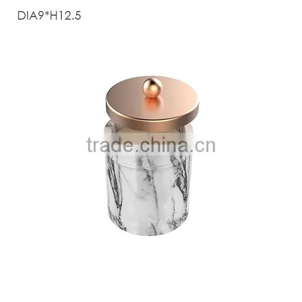 Carrara White Marble Candle Holder Candle Jar with Copper Lid