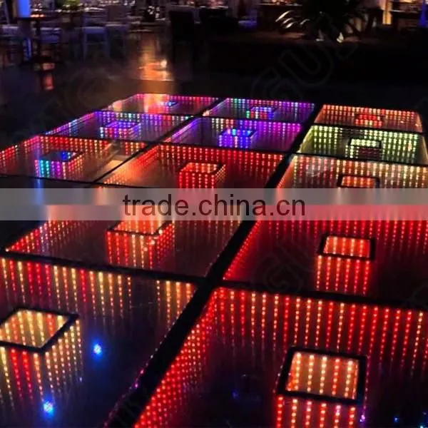 Wedding Party Equipment 3D Time Tunnel Effect Mirror Led Dance Floor