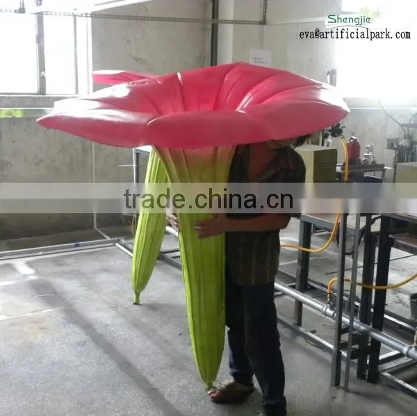 China wholesale manufacturer make PU fake fairy tale world decorative artificial huge pink petunia flower for decoration