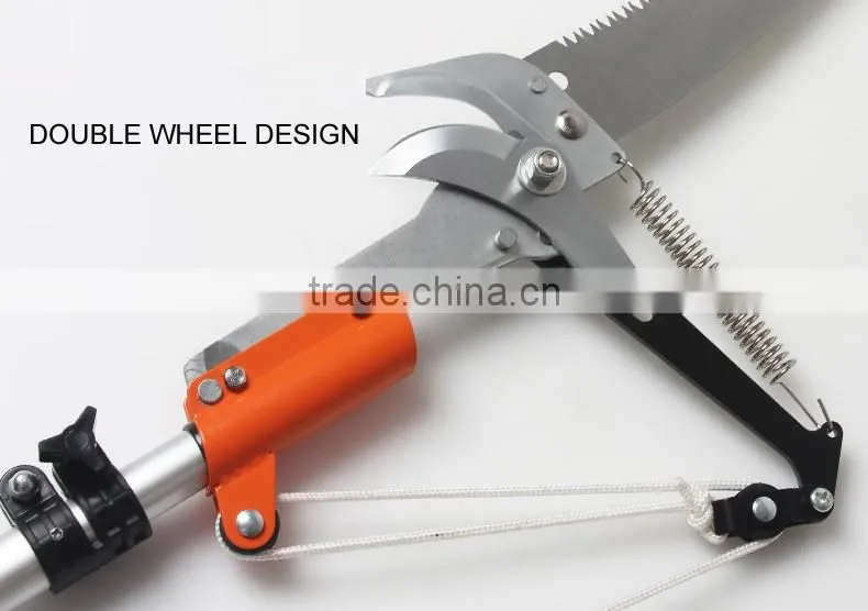 telescopic aluminum pole pruner saw for cutting branches with double wheel