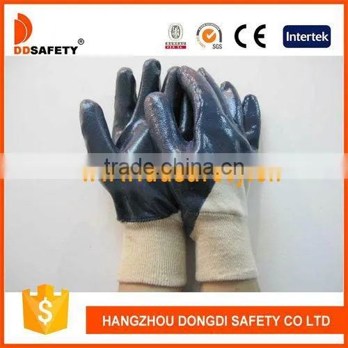 DDSAFETY Blue Nitrile Dipped Cotton Work Gloves With Oil Proof