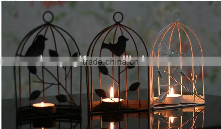 European iron candlestick candle holder creative butterfly cage