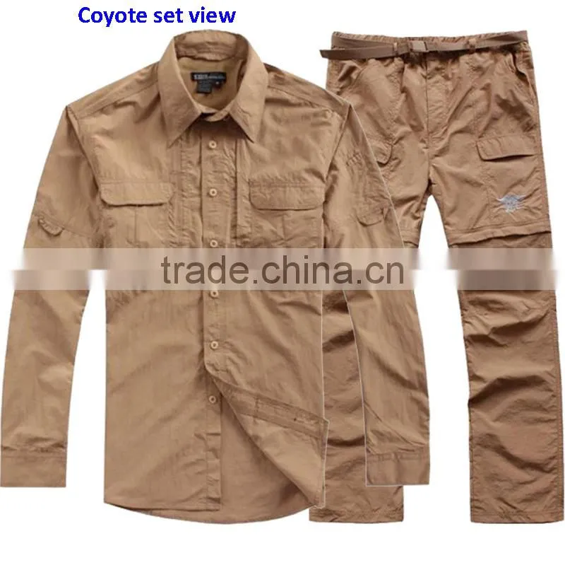 Slim Soft Comfortable Outdoor Quick Dry 100% Nylon Mens Long Sleeves Casual Pants Shirts