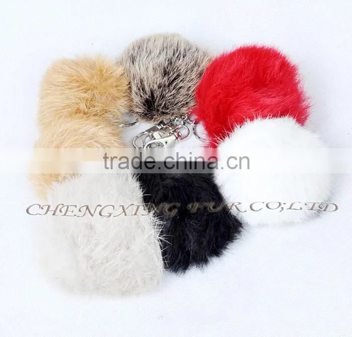 CX-R-36 Wholesale Fur Key Ring Real Rabbit Fur Balls