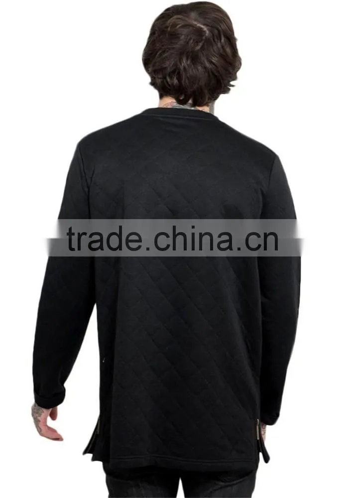 Comfortable cotton plain sweatshirt side zipper wholesale crewneck sweatshirt