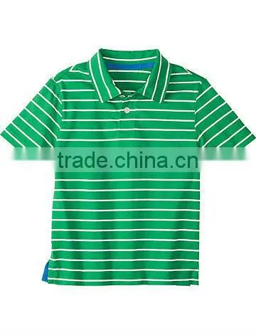BOYS STRIPED POLO T SHIRT WITH CONTRAST COLLAR