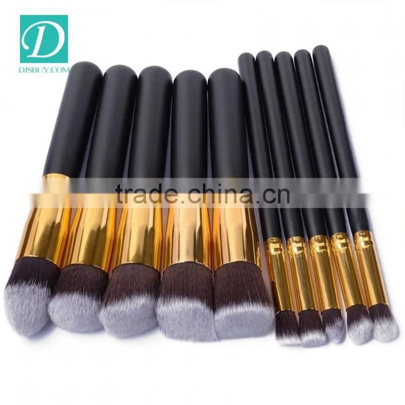 Black Wood Oval Handle Makeup Brushes