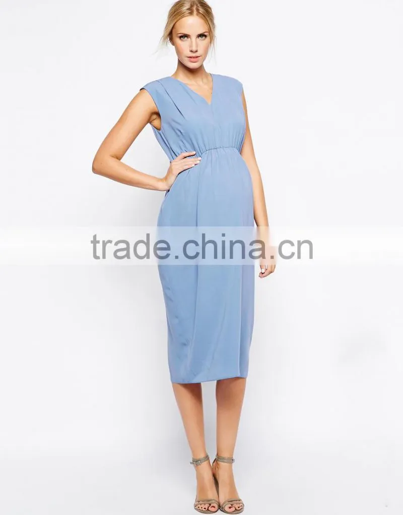 Maternity Gathered Workwear Maxi Dress China supplier