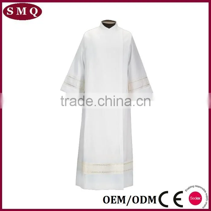 wholesale custom size and lace pattern robe white long alb