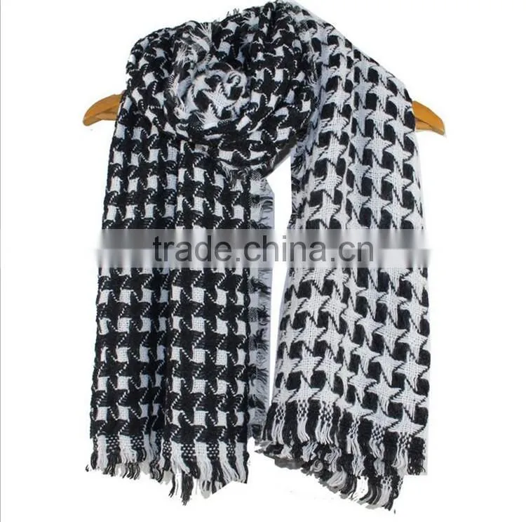 Women Soft Fringe Winter Plaid Cashmere Scarf
