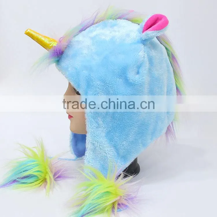 Hot sale japan designs unicorn anime cute colorful plush hat
