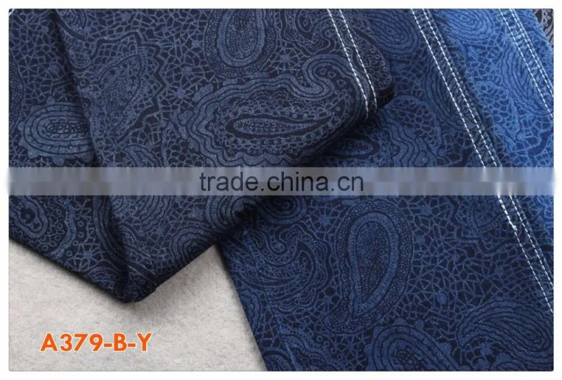 A379-B-Y printed denim fabric for all kinds of jeans
