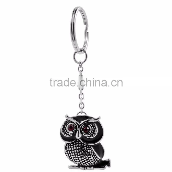 Unique Stainless Steel Animal Night Owl Charm Pendant Key Chain Key Holder Key Ring