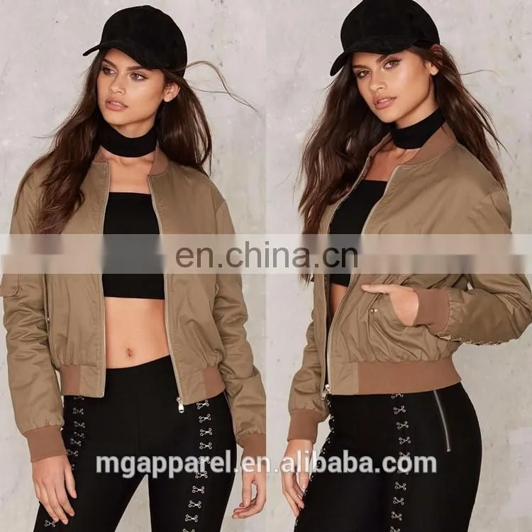 New design plain cotton bomber jackets for women wholesale