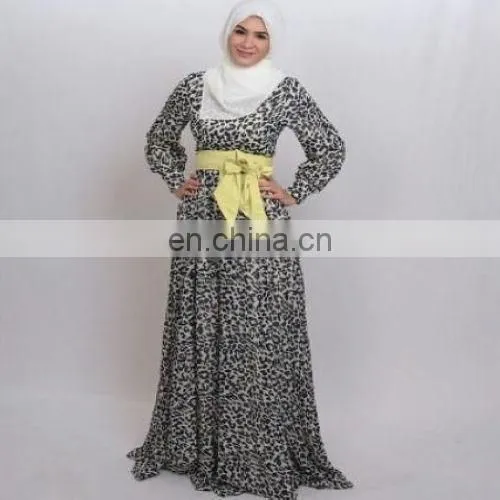 Muslim woman dress with belt high quality fashion muslim wear